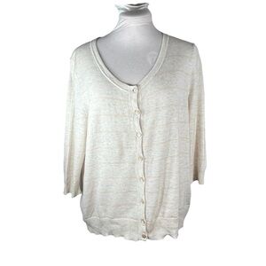 GAP Cotton Cashmere  Cardigan Oversized Lightweight Minimalist Chic Cream Size L